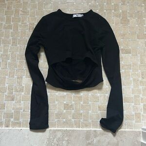 Adika Black Crop Cutout Top